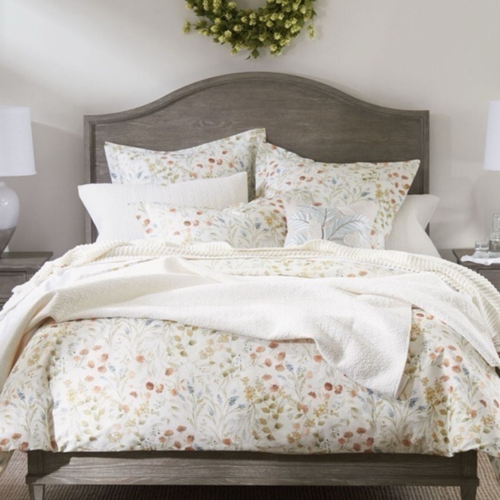 NEW Ethan Allen Country Floral Print Queen Duvet Cover & 2 Standard Shams Set‎